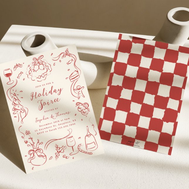 Julpartiets inbjudan Whimsical Hand plockade (Skapare uppladdad)