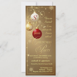 Julpartiets inbjudningar - Elegant Guld Monogram
