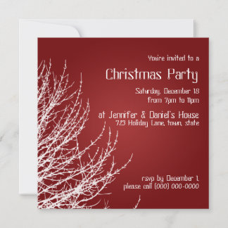 Julpartiets inbjudningar Röda vita Inbjudningskort