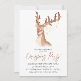 Julparty Akvarell Brun Hjort Elegant Chic Inbjudningar
