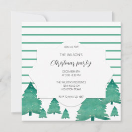 Julparty Akvarell Träd Illustration Inbjudningar