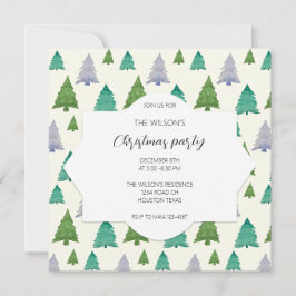 Julparty Akvarell Träd Illustration Inbjudningar