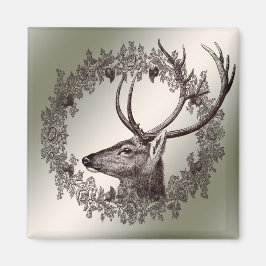 Julparty Blommig Ren Gylden Vinter Magnet