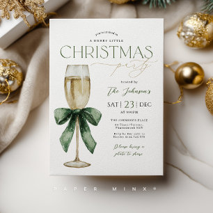 Julparty Champagneglas Grönt Guld  Inbjudningar