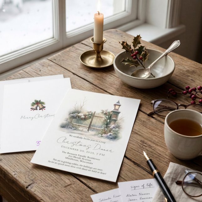 Julparty dikt Vattenfärg Högtid Inbjudningar (Skapare uppladdad)