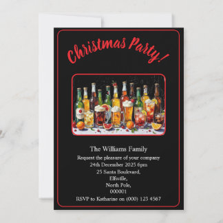 Julparty Drinks Och Cocktailar Xmas Svart Inbjudningar
