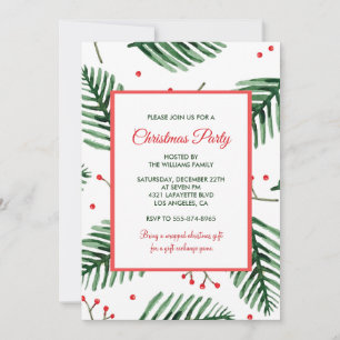 Julparty Elegant Stilig Grönska Inbjudningar