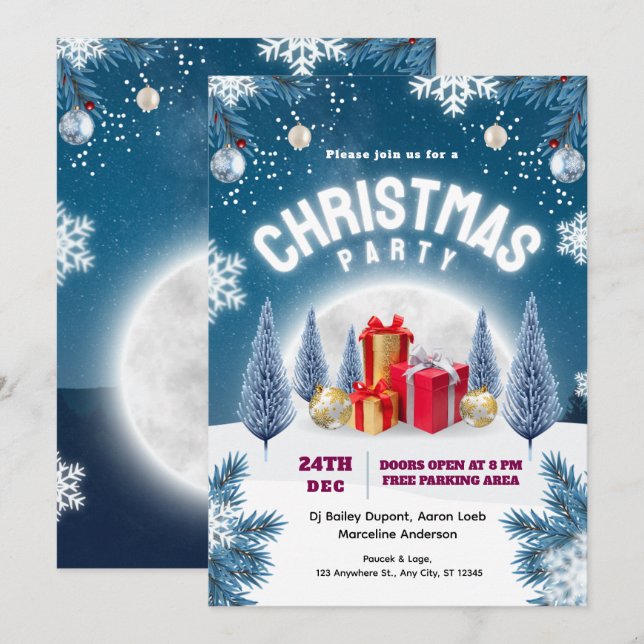 Julparty Evenemangsaffisch Inbjudningar (Fram/baksida)
