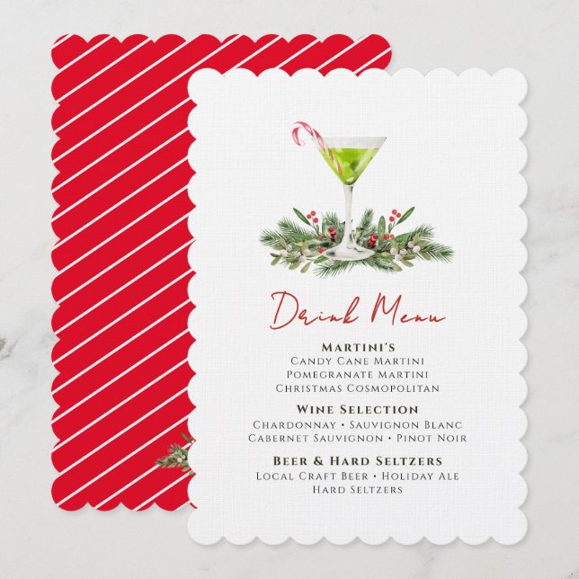 Julparty Festiva Drinkar Martini Cocktailar Meny (Fram/baksida)