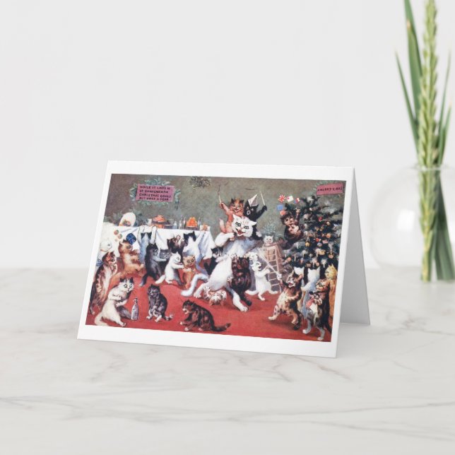 Julparty för katter med kattungar, Louis Wain-kort Kort (Framsida)