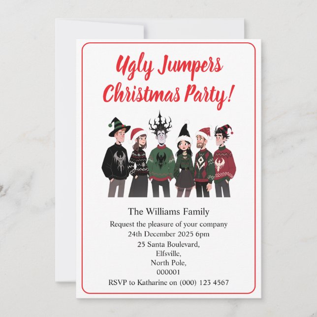 Julparty Fula Jultröjor Xmas Inbjudningar (Framsida)