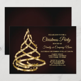 Julparty Glänsande Guld Band Träd Gnistrar Inbjudningar
