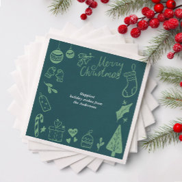 Julparty Gröna Handritade Klotter Festiv Pappersservett