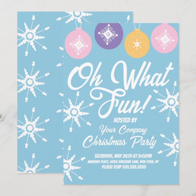Julparty Groovy Ornamenter Snöflingor Inbjudningar (Fram/baksida)