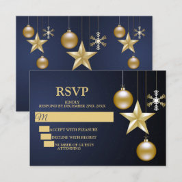 Julparty Guld Ornamentar Marinblå Elegant OSA Kort