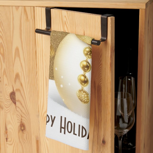 Julparty Guld Snöman Snöflingor Högtider Kökshandduk (Thirds Fold)