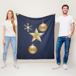 Julparty Guldorneringar Marinblå Elegant Fleecefilt