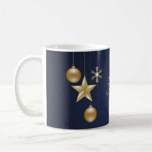 Julparty Guldorneringar Marinblå Elegant Kaffemugg