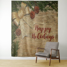 Julparty Gyllene Gröna Blad Röda Rustik