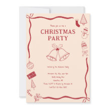 Julparty Handritad Högtid Röd Coquette