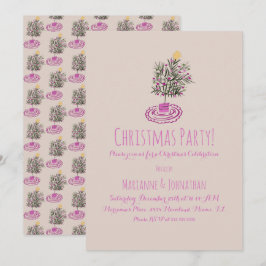 Julparty Handritad Julgran Doodle  Inbjudningar