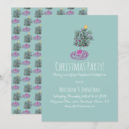 Julparty Handritad Julgran Doodle Inbjudningar