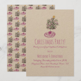 Julparty Handritad Julgran Doodle  Inbjudningar