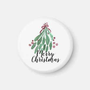 Julparty Handvatten Vattenfärg Träd och Slinga Magnet