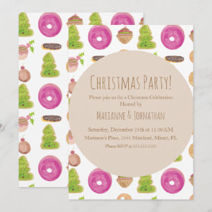 Julparty Holiday Cookies Handvatten akvarell Inbjudningar