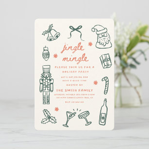 Julparty Holiday Handritad Funky Handstil Inbjudningar
