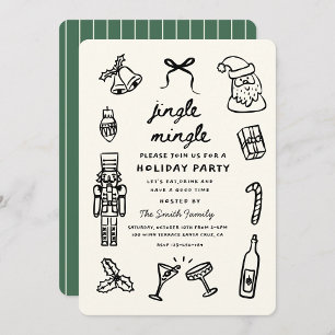 Julparty Holiday Handritad Funky Handstil Inbjudningar