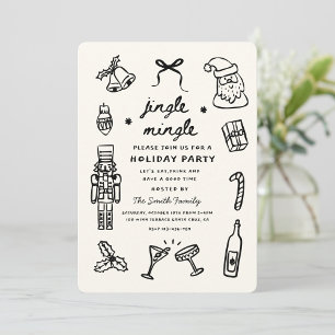 Julparty Holiday Handritad Funky Handstil Inbjudningar