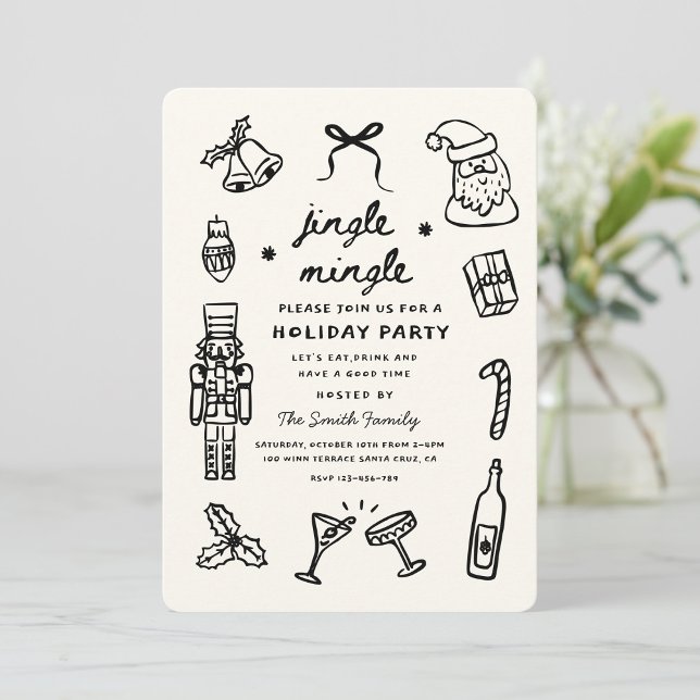 Julparty Holiday Handritad Funky Handstil Inbjudningar (Skapare uppladdad)