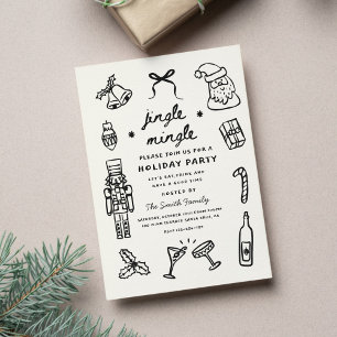 Julparty Holiday Handritad Funky Handstil Inbjudningar