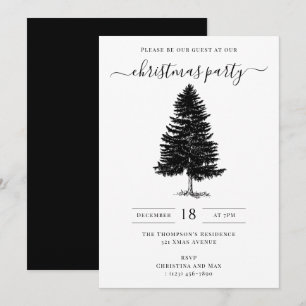 Julparty Holiday Vintage Svart Vitt Inbjudningar