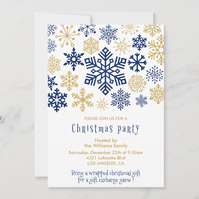 Julparty Inbjudan Chic Snöflingor (Framsida)