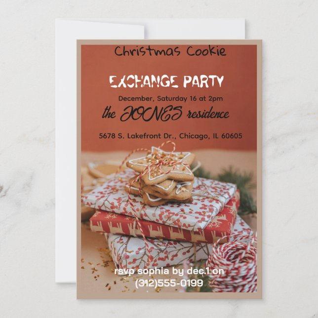 Julparty-inbjudan för Cookie Exchange Inbjudningar (Framsida)