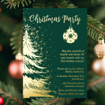 Julparty inbjudan Grön och guld 