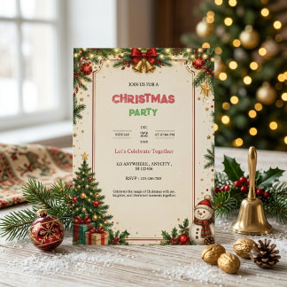 Julparty Inbjudan Högtidlig Firande