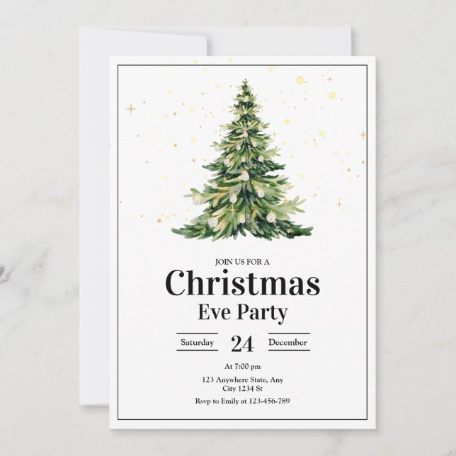 Julparty inbjudan, Högtidlig middagsfest  Inbjudningar (Framsida)