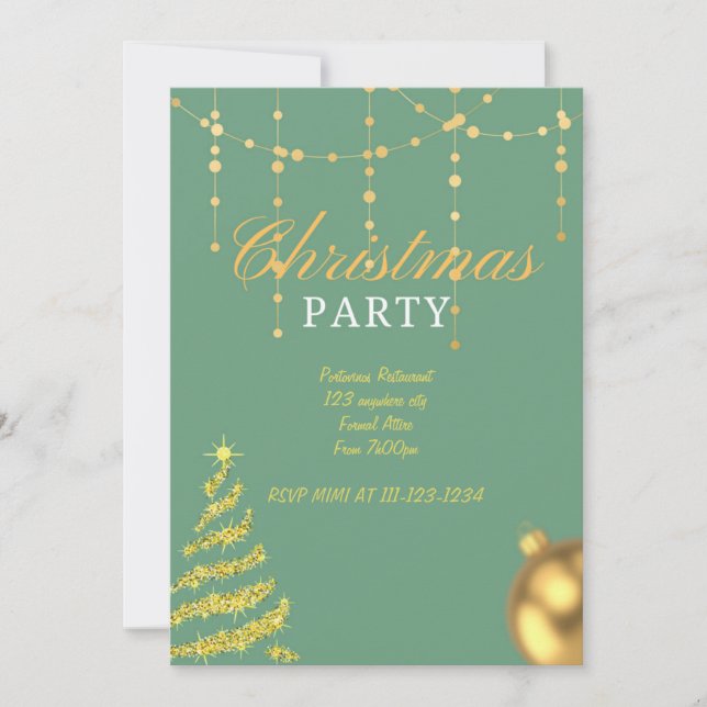 Julparty inbjudan kort, nedladdningsbart (Framsida)