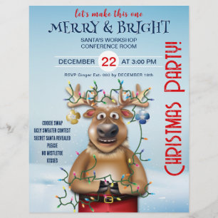 Julparty Inbjudan Renar Reklamblad