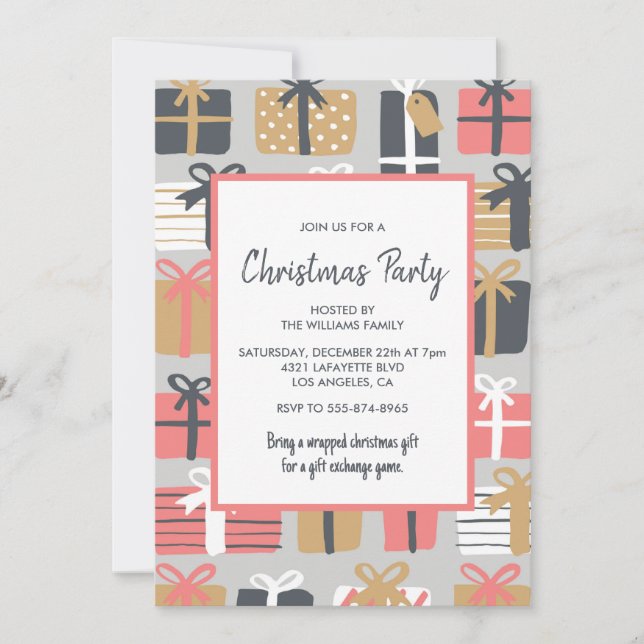 Julparty inbjudan Snygga presenter (Framsida)