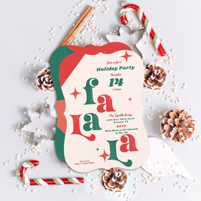 Julparty Invitation Fa La la Julkort (Fa la la Retro with a modern flair holiday party invitation. )