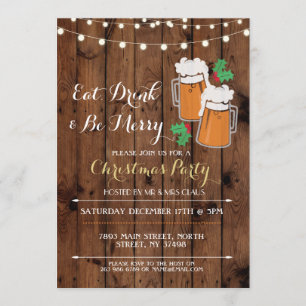 Julparty Invitation för Cheers Öl med julgran och Inbjudningar
