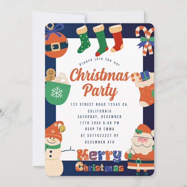 Julparty Invitation Inbjudningar (Framsida)
