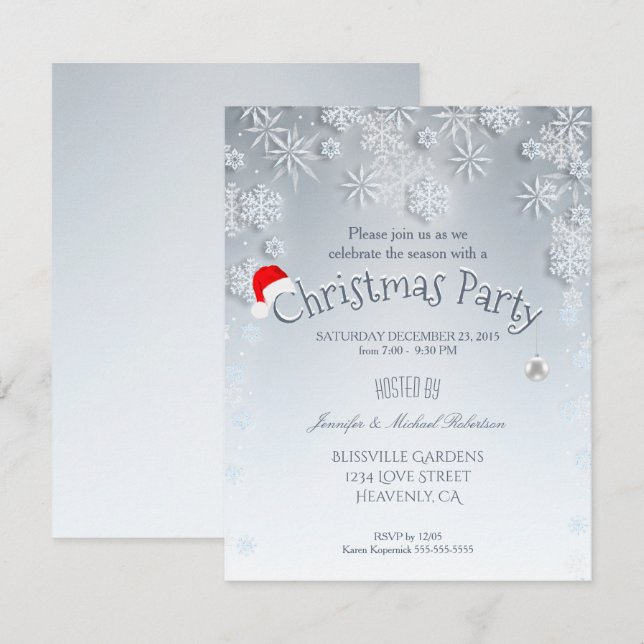 Julparty Invitation Inbjudningar (Fram/baksida)