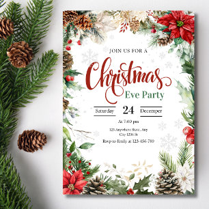 Julparty Invitation, Julaftonsmiddag Inbjudningar