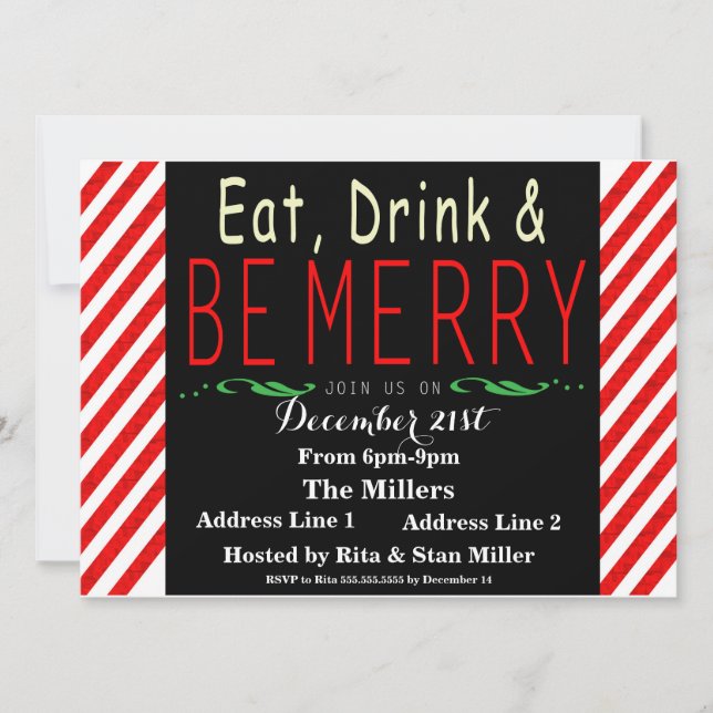 Julparty Invitation Mall Candy Cane Template (Framsida)