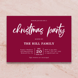 Julparty Kalligrafi Elegant Röd Inbjudningar